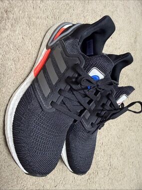 adidas NASA Black Knit Running Shoes with White Midsole and Red Accent